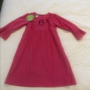 Magenta Corduroy Dress.  Navy “G”. Girls Size 8.